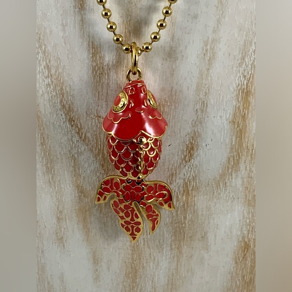 NWOT🌟COACH Koi Fish Pendant Necklace VERY RARE Coral - Picture 2 of 11